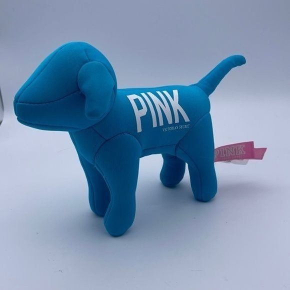 Victoria’s Secret PINK Bright Blue plush dog NEW - Picture 1 of 3